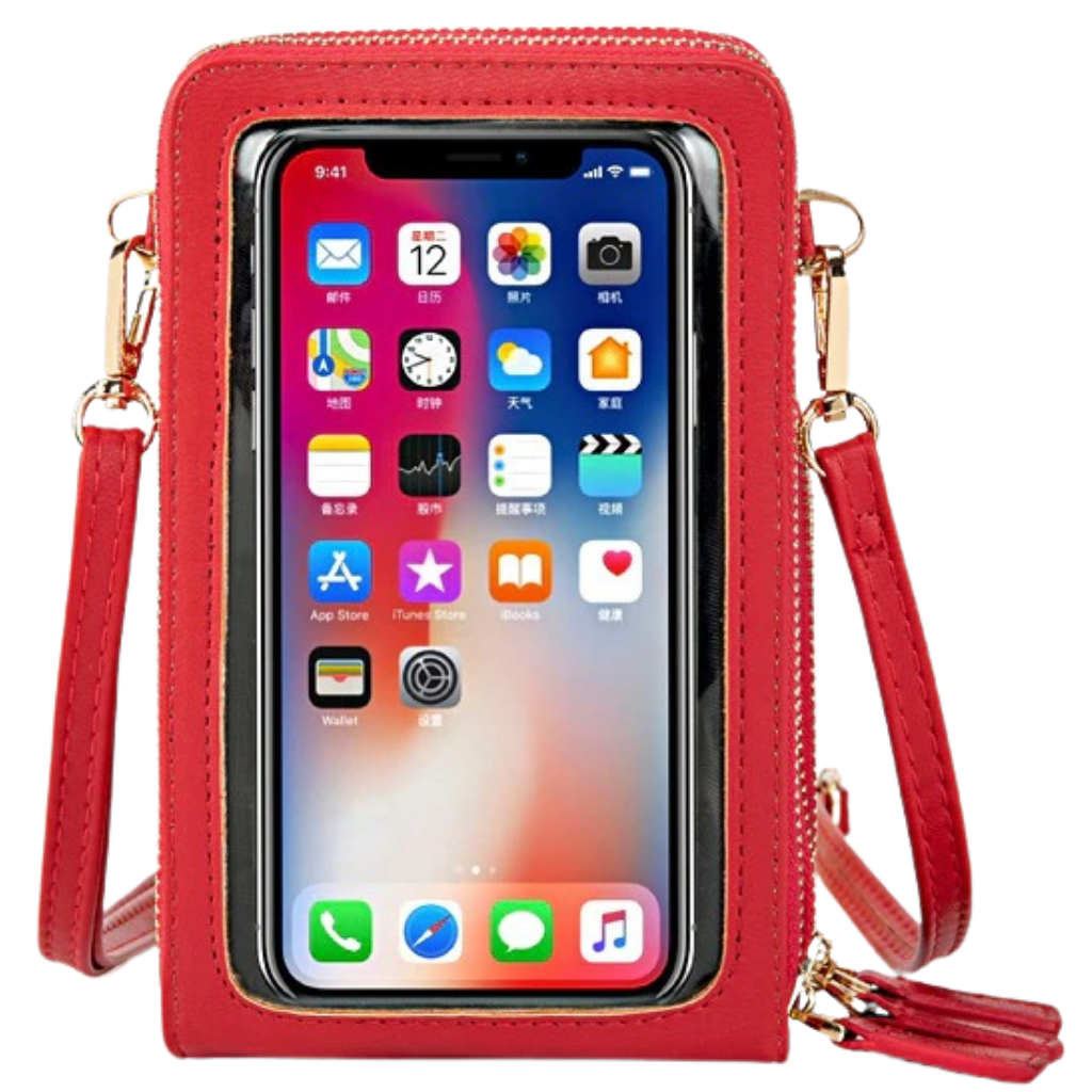 Multi pockets touchscreen crossbody bag -Red - Ozerty