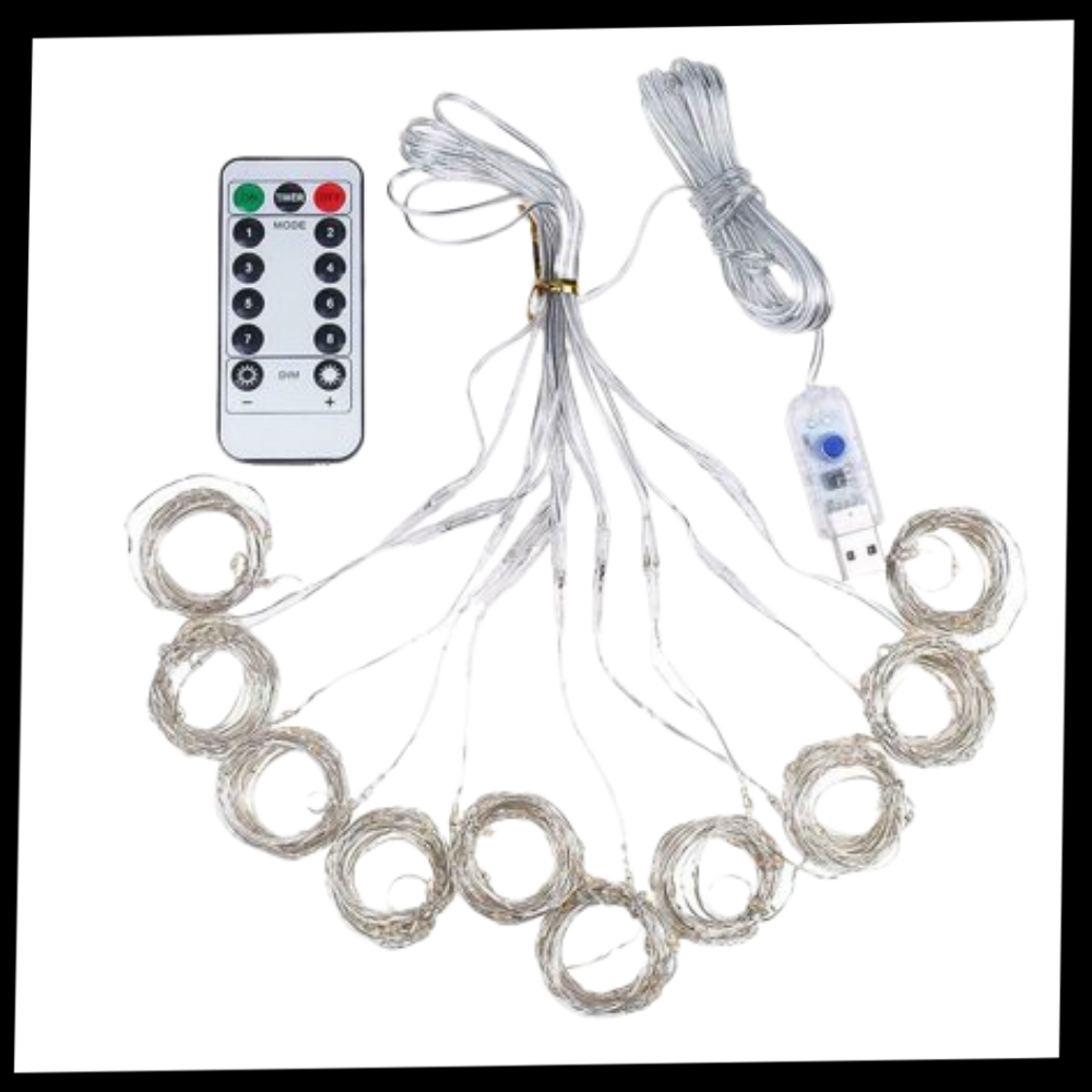 String Curtain of Fairy Lights with Remote Control - Ozerty