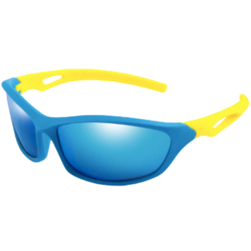 Polarized Sports Kids Sunglasses with Strap -Blue/Yellow - Ozerty