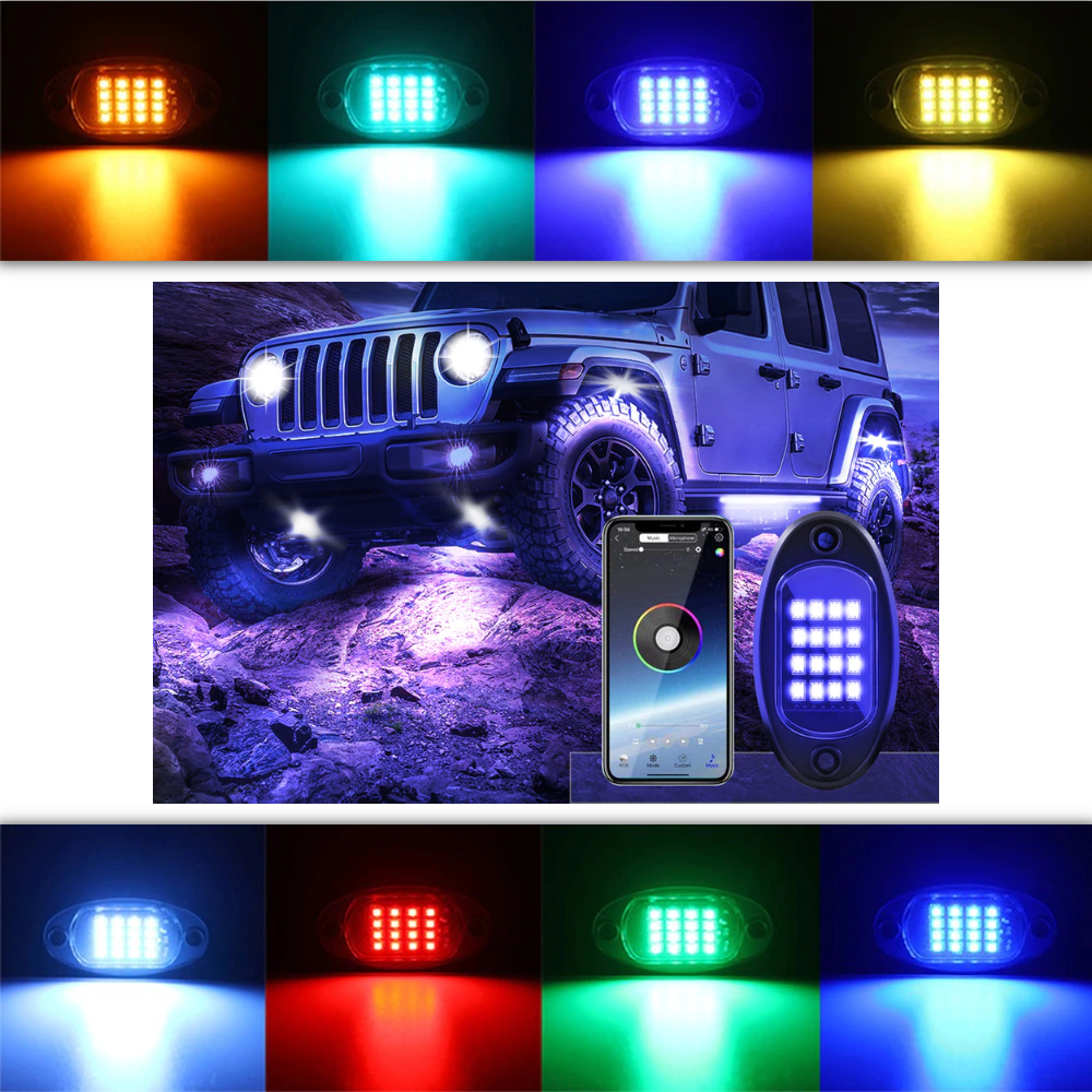 Pack of 8 RGB Light for Vehicles - Ozerty