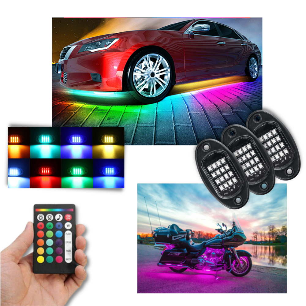 Pack of 8 RGB Light for Vehicles - Ozerty