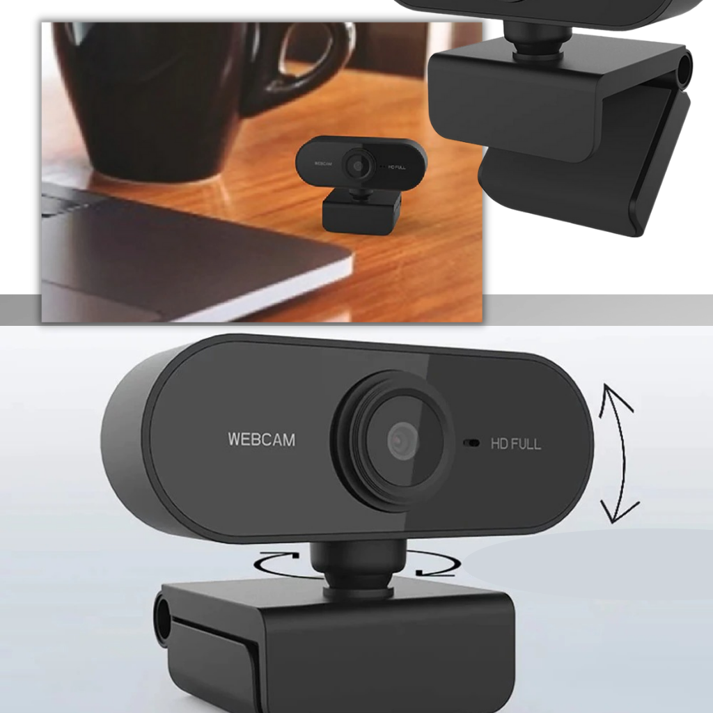 Rotating 1080p HD USB Webcam with Microphone - Ozerty