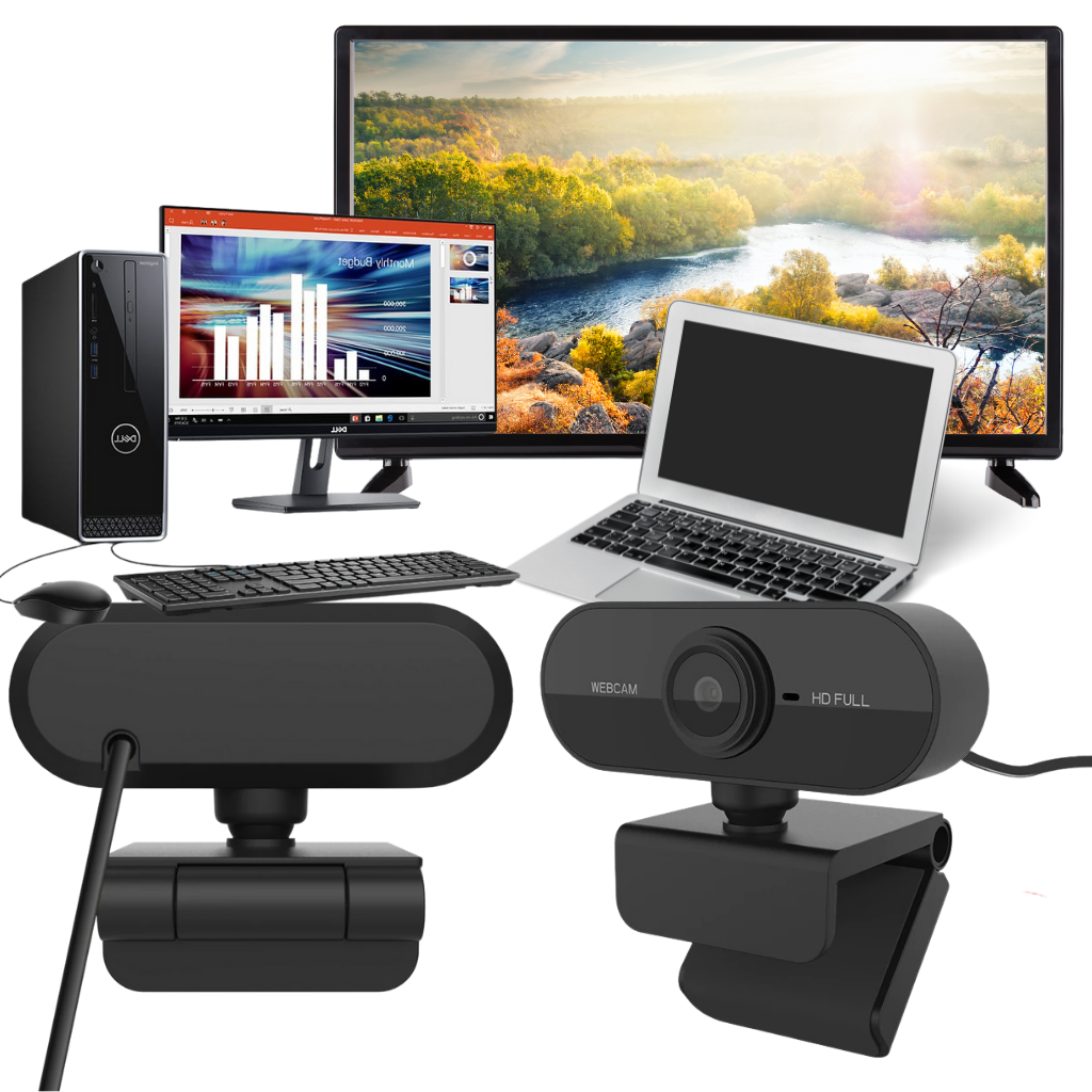 Rotating 1080p HD USB Webcam with Microphone - Ozerty