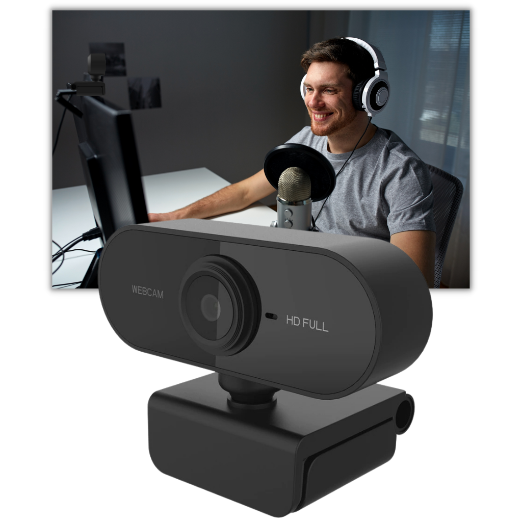 Rotating 1080p HD USB Webcam with Microphone - Ozerty