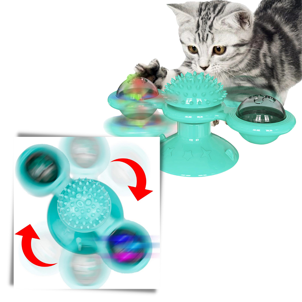 Rotative Windmill Cat Toy With Brush - Ozerty