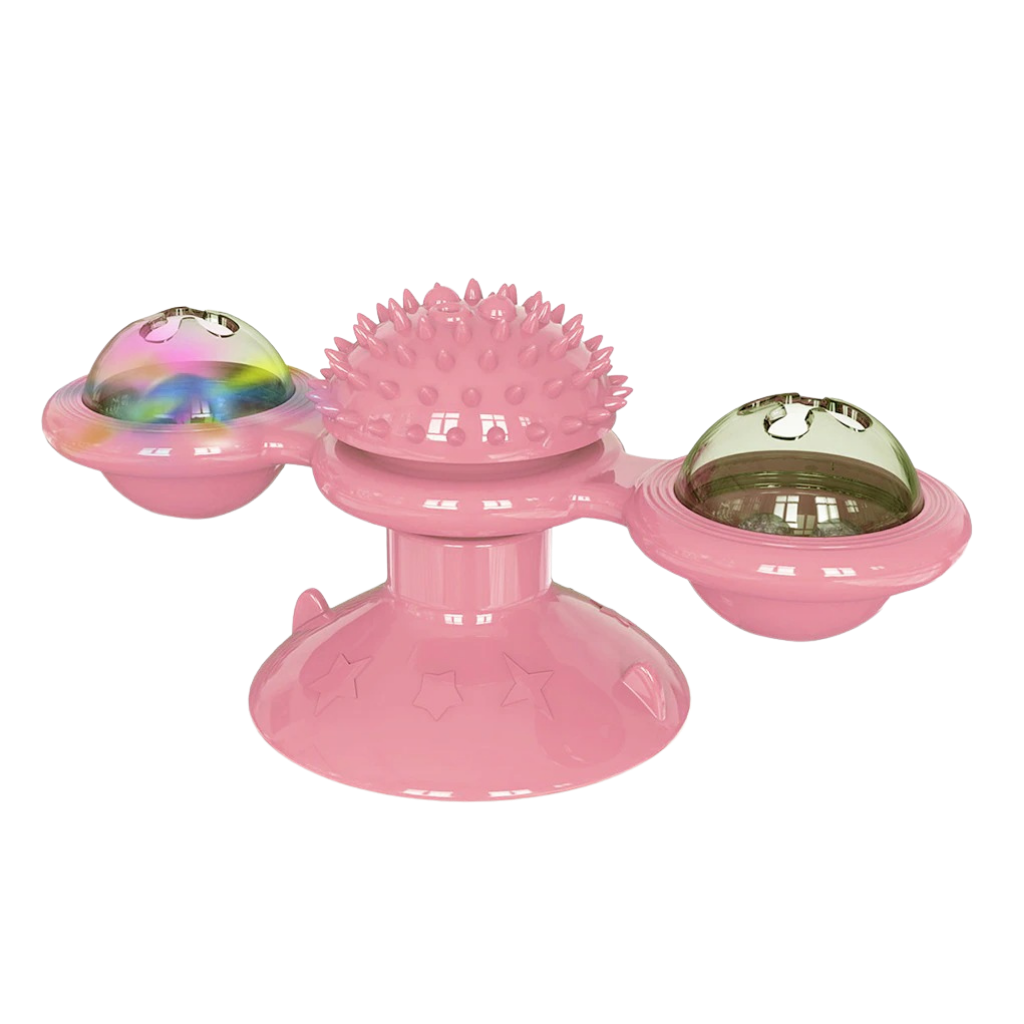 Rotative Windmill Cat Toy With Brush -Pink - Ozerty