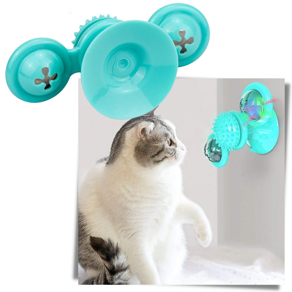 Rotative Windmill Cat Toy With Brush - Ozerty