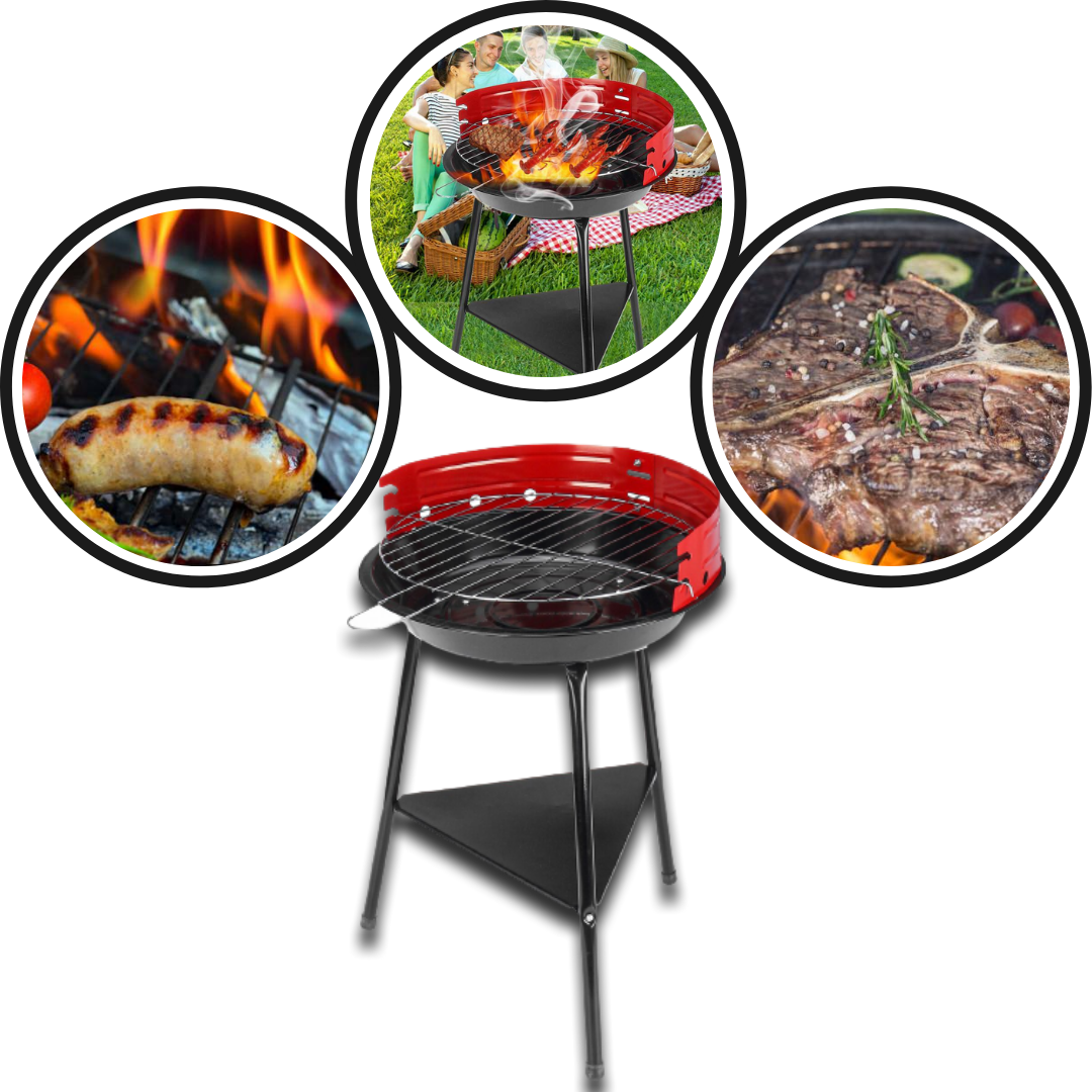 Portable Round Bbq Charcoal Grill - Ozerty