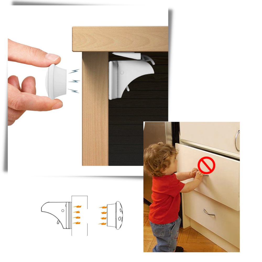 Pack of 4 Child Safety Magnetic Cabinet Locks - Ozerty