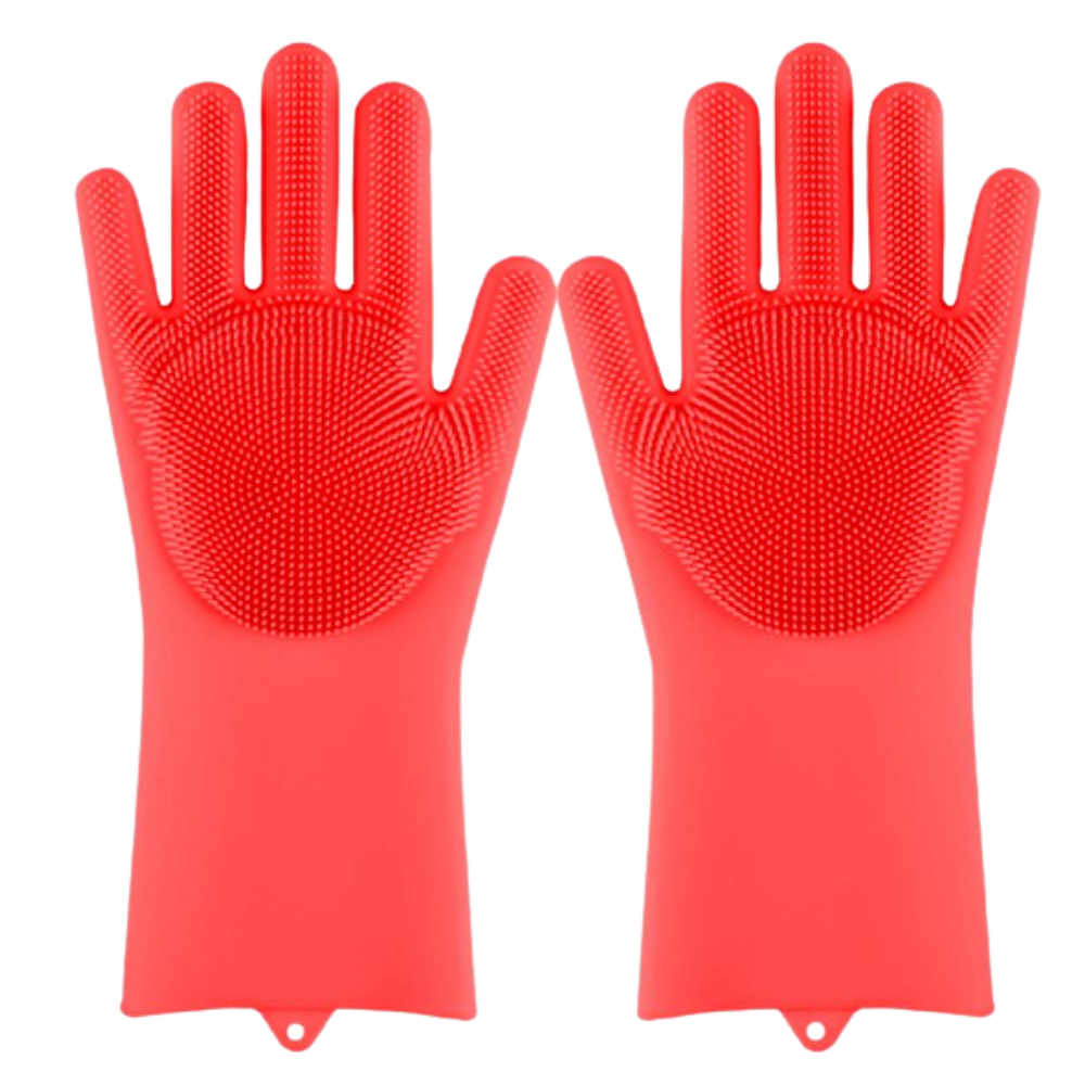 Multi-Purpose Silicone Washing-Up Gloves -Red - Ozerty