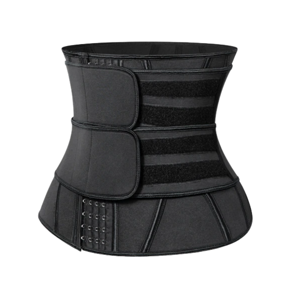 Double Strap Sauna Waist Trainer -Black - Ozerty