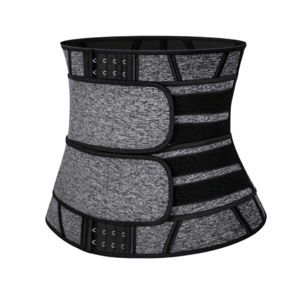 Double Strap Sauna Waist Trainer -Grey - Ozerty