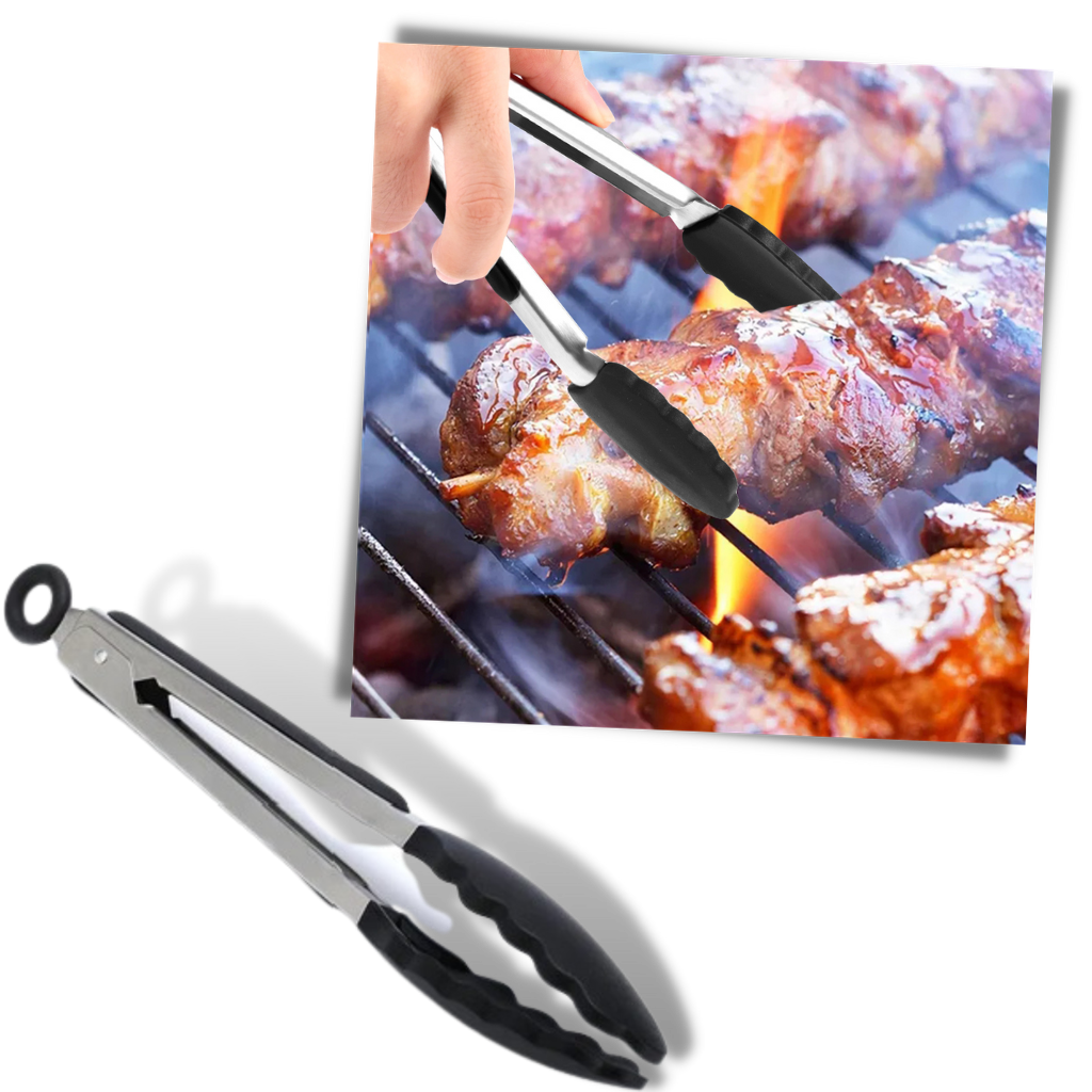 Stainless Steel Barbecue Tong with Silicone Grip - Ozerty