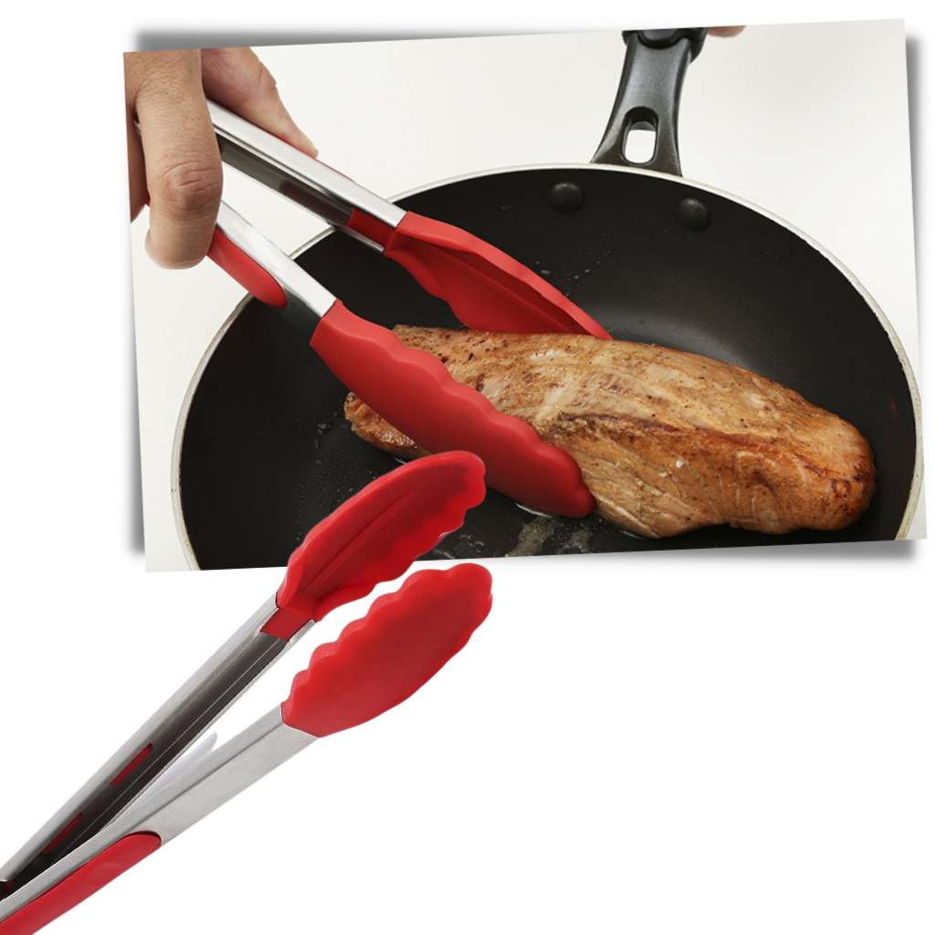Stainless Steel Barbecue Tong with Silicone Grip - Ozerty