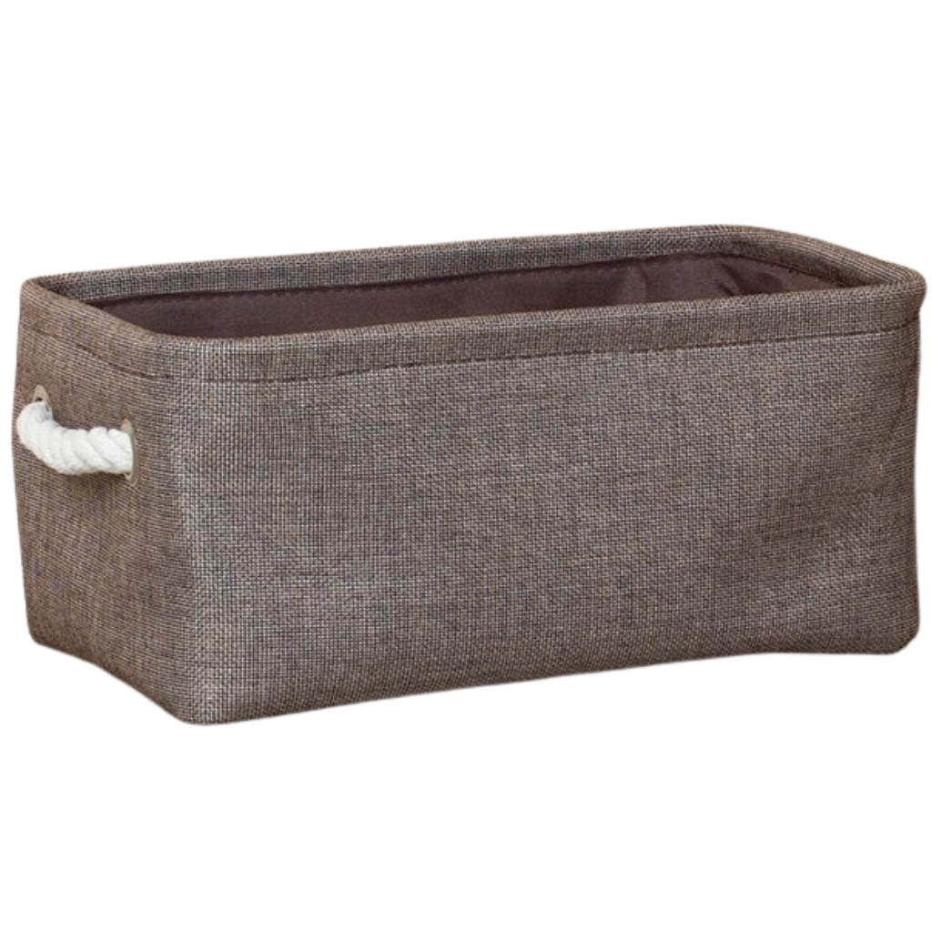 Stylish Linen Basket with Rope Handles -Brown - Ozerty