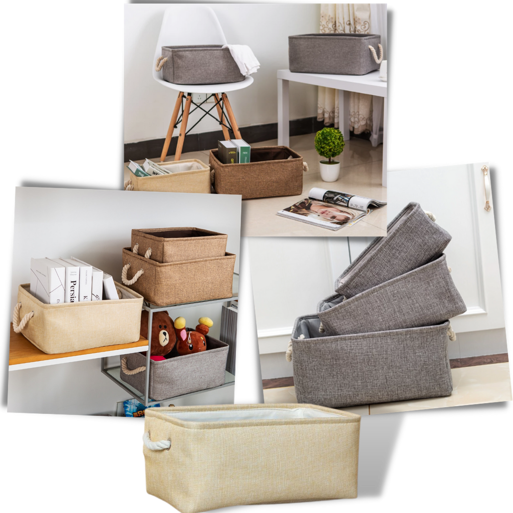 Stylish Linen Basket with Rope Handles - Ozerty