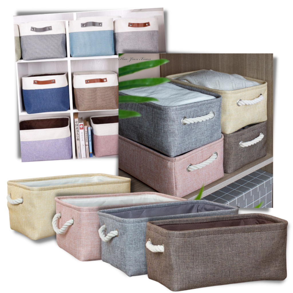 Stylish Linen Basket with Rope Handles - Ozerty