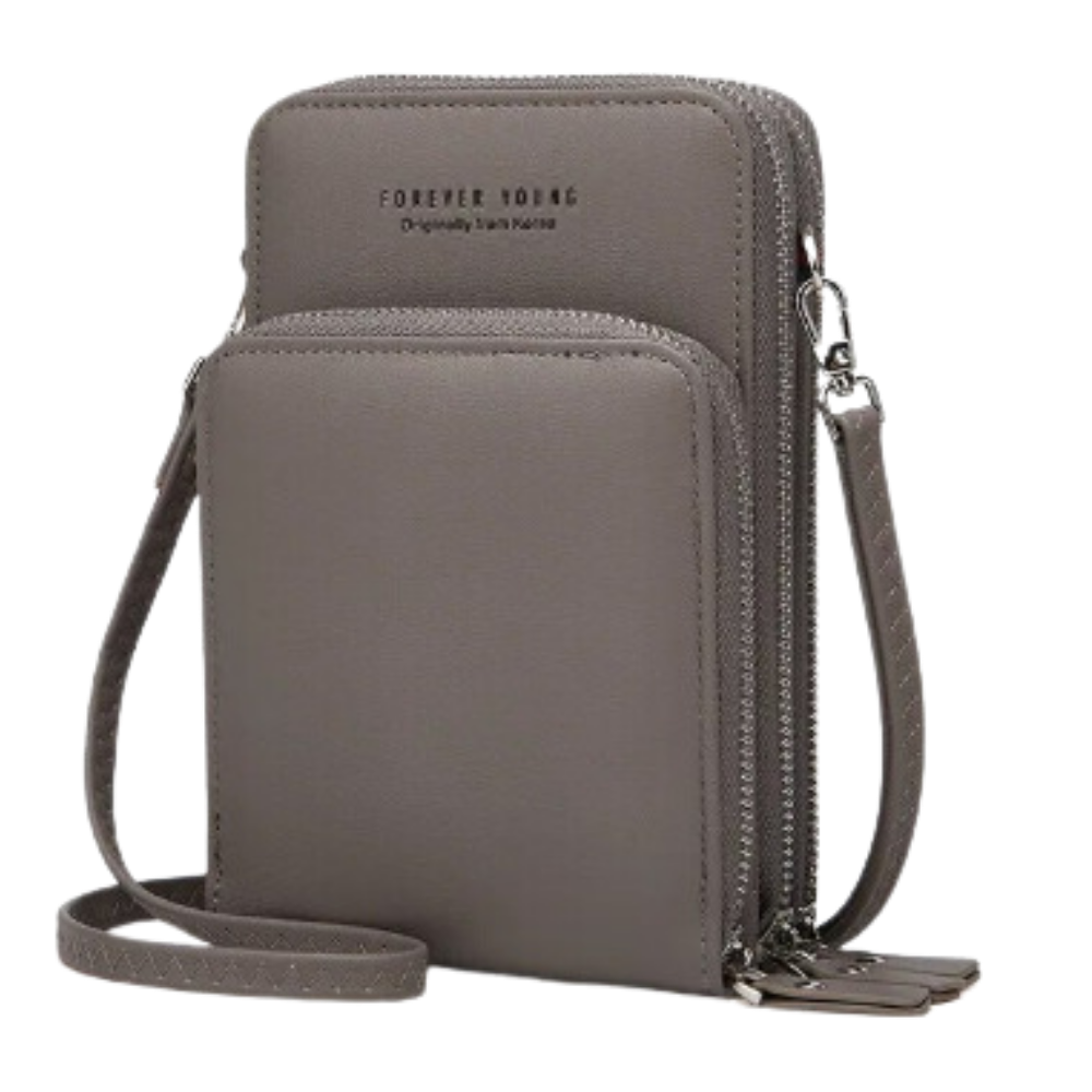 Cell Phone Purse Wallet Shoulder Bag -Grey - Ozerty