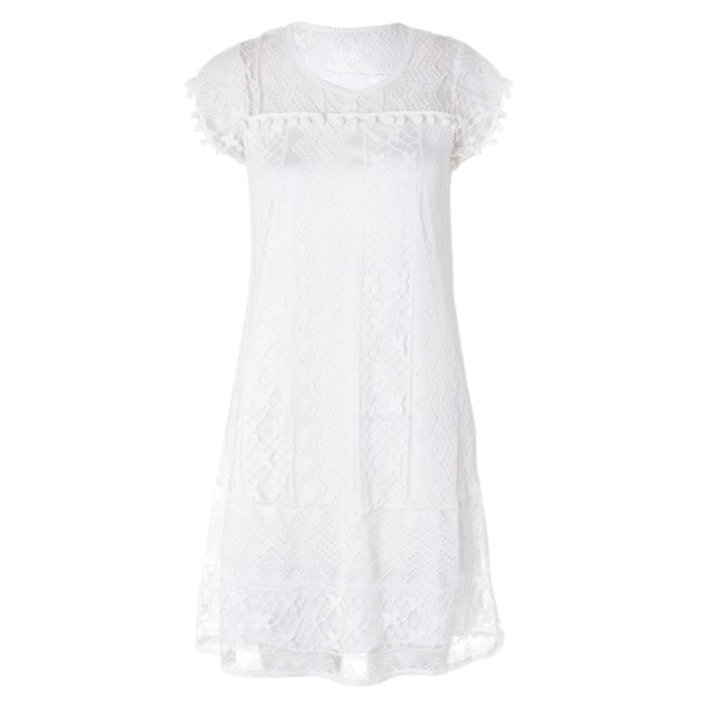 Chic Boho Lace Dress -White - Ozerty