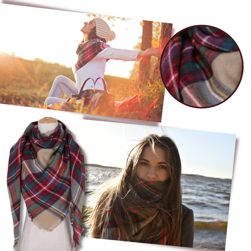 Plaid Cashmere Scarf Mohair feel - Ozerty