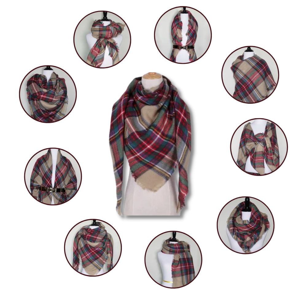 Plaid Cashmere Scarf Mohair feel - Ozerty